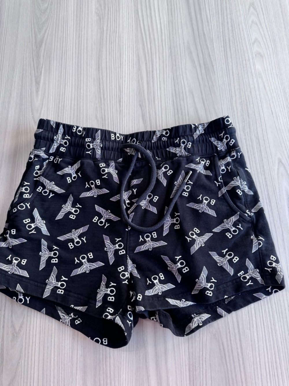 BOY London Black Logo Print Drawstring Shorts Large